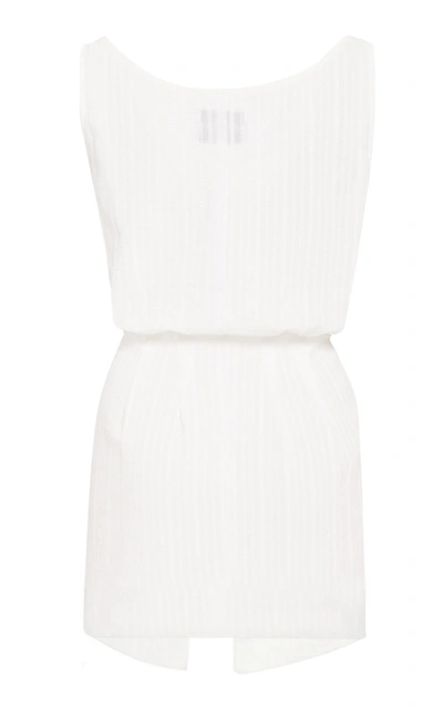 Shop Anemone Dk Tie-front Cotton Linen-blend Mini Dress In White