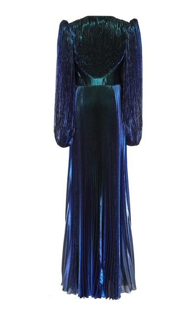 Shop Givenchy Pleated Metallic Silk-blend Maxi Dress In Multi