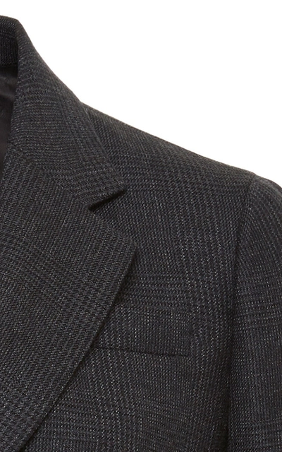 Shop Prada Checked Wool-blend Blazer In Black