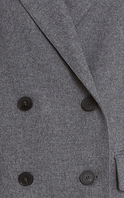 Shop Joseph Jorgan Wool-silk Flannel Double-breasted Blazer In Grey
