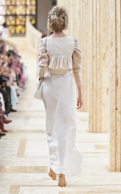 Shop Miu Miu Women's High-rise Linen Maxi Skirt In White