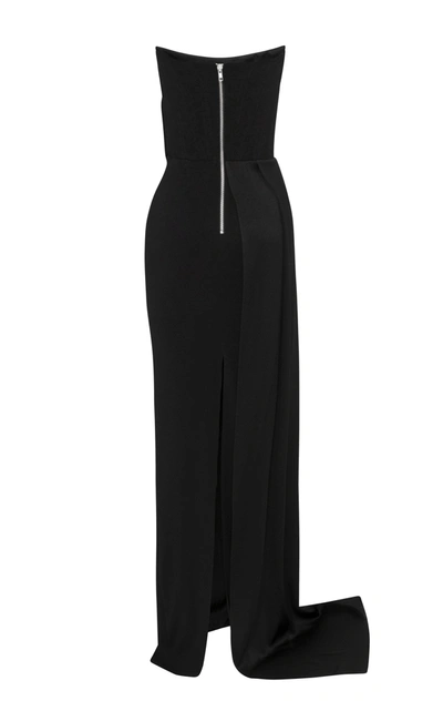 Shop Alex Perry Women's Kirby Drape-detailed Satin Crepe Strapless Gown In Black