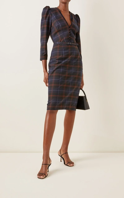 Shop Lena Hoschek Women's Kate Checked Wool-blend Midi Dress In Multi