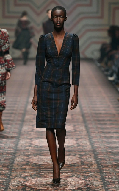 Shop Lena Hoschek Women's Kate Checked Wool-blend Midi Dress In Multi