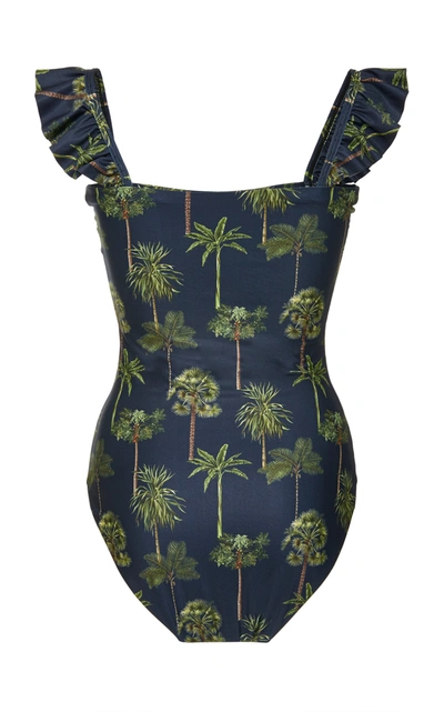 Shop Agua By Agua Bendita Nativa Tropico Printed Swimsuit In Navy