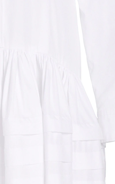 Shop Rosie Assoulin Pleated Tiered Cotton-poplin Maxi Dress In White