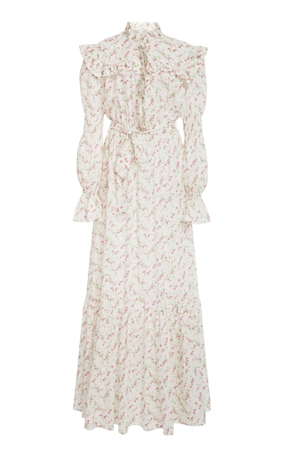 Shop Philosophy Di Lorenzo Serafini Ruffled Floral-print Cotton Maxi Dress