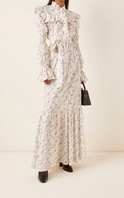 Shop Philosophy Di Lorenzo Serafini Ruffled Floral-print Cotton Maxi Dress