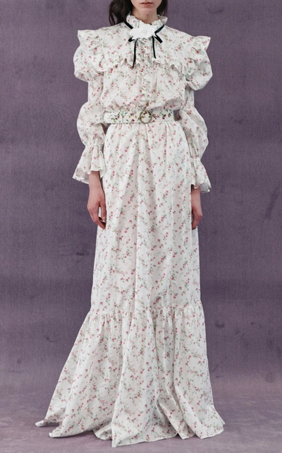 Shop Philosophy Di Lorenzo Serafini Ruffled Floral-print Cotton Maxi Dress