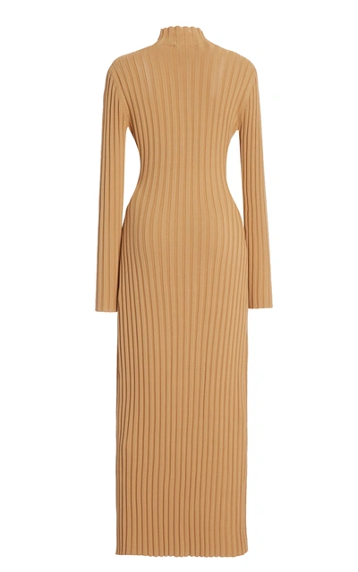 Shop Acler Women's Collins Cutout Ribbed-knit Midi Dress In Neutral