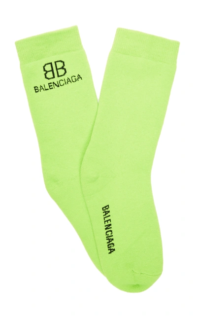 Balenciaga Women's Bb Intarsia-knit Socks In Green | ModeSens