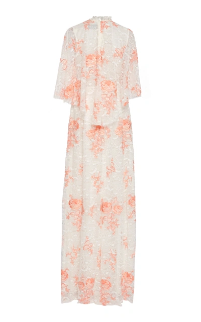 Shop Giambattista Valli Cape-effect Floral-lace Gown In White