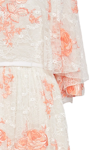 Shop Giambattista Valli Cape-effect Floral-lace Gown In White
