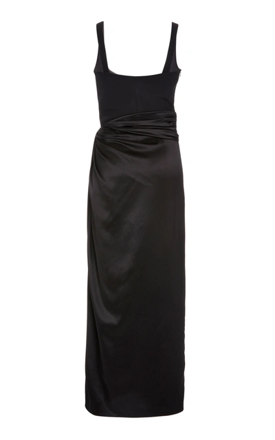Shop Brandon Maxwell Wrap-effect Silk Dress In Black