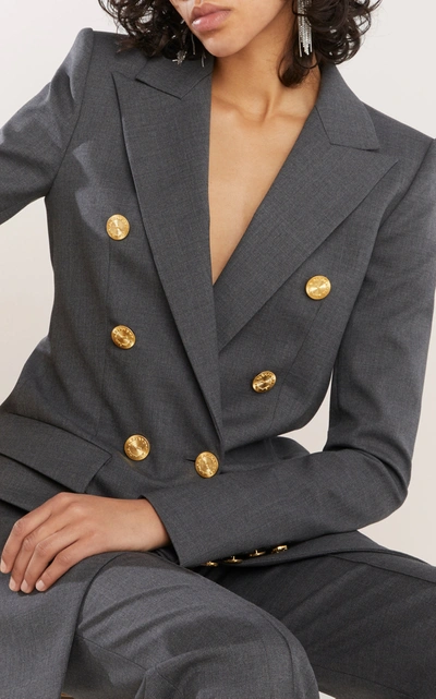 Shop Alexandre Vauthier Double-breasted Wool-blend Blazer In Grey