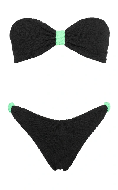Shop Hunza G Jean Two-tone Bikini Set In Black