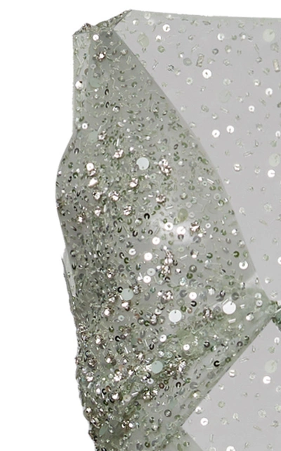 Shop Valentino Cutout-detailed Sequin-embellished Tulle Gown In Green