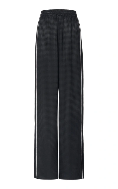 Shop Balenciaga Houndstooth Jacquard Wide-leg Track Pants In Black