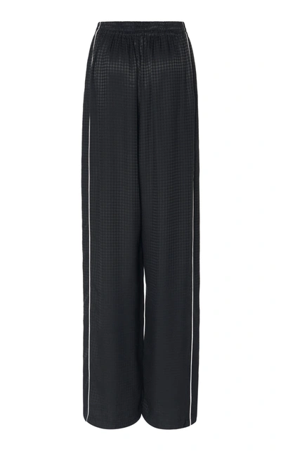 Shop Balenciaga Houndstooth Jacquard Wide-leg Track Pants In Black