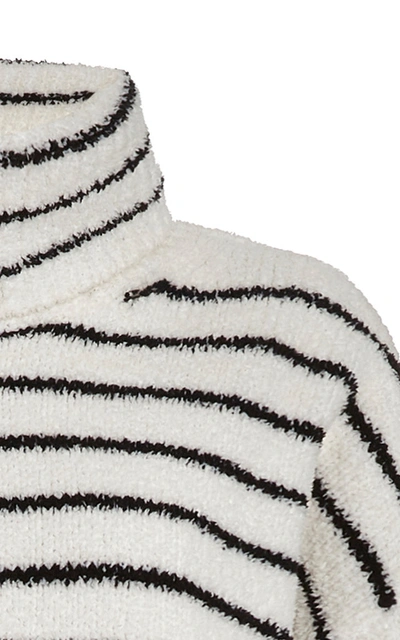 Shop Atm Anthony Thomas Melillo Chenille Roll Neck Knit Sweater In Stripe