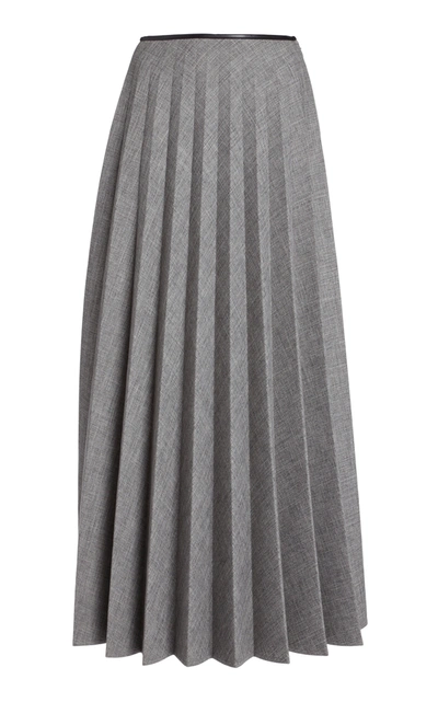 Shop Peter Do Pleated Cotton-blend Midi Skirt In Grey