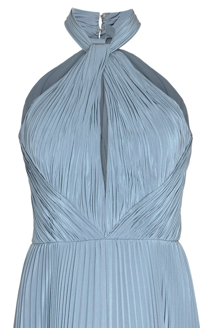 Shop Burnett New York Women's Ocean Pleated Evening Gown In Blue