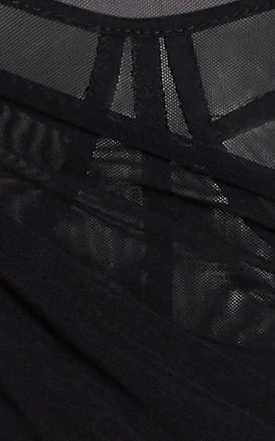 Shop David Koma Women's Asymmetric Draped Mesh Bodysuit In Black,neutral