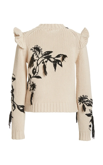 Shop Zimmermann Lucky Embroidered Cashmere Sweater In White