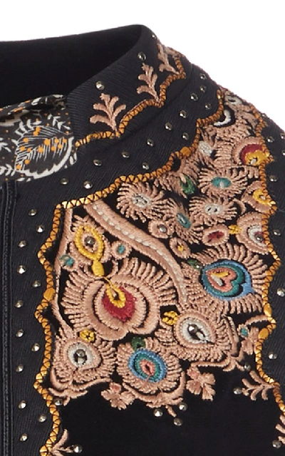 Shop Etro Embroidered Studded Cotton-velvet Vest In Black