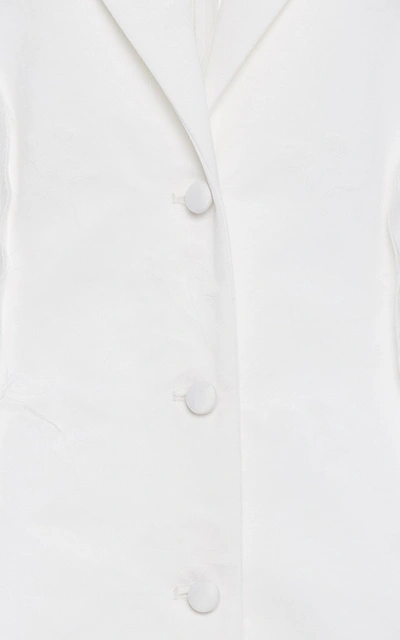 Shop Marina Moscone Frayed Cotton-poplin Top In White