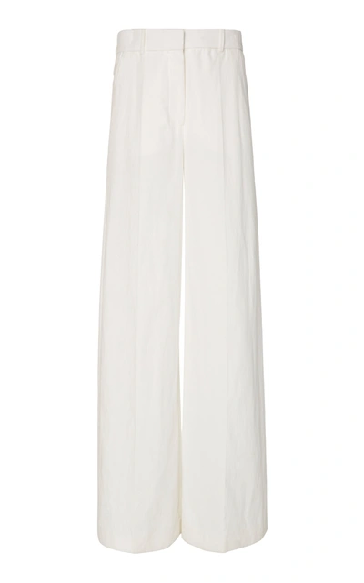 Shop Joseph Alana Cotton And Linen Wide-leg Pants In Ivory