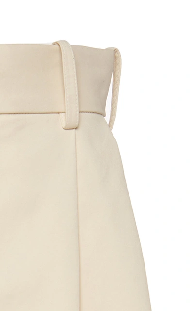 Shop Bottega Veneta Pleated Cotton Shorts In White