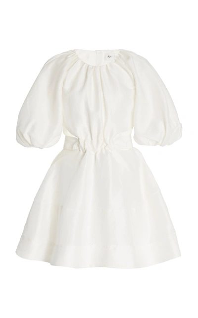 Shop Aje Psychedelia Cutout Linen-blend Mini Dress In White