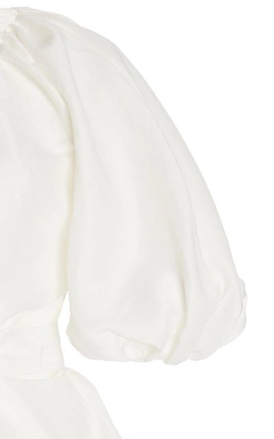 Shop Aje Psychedelia Cutout Linen-blend Mini Dress In White