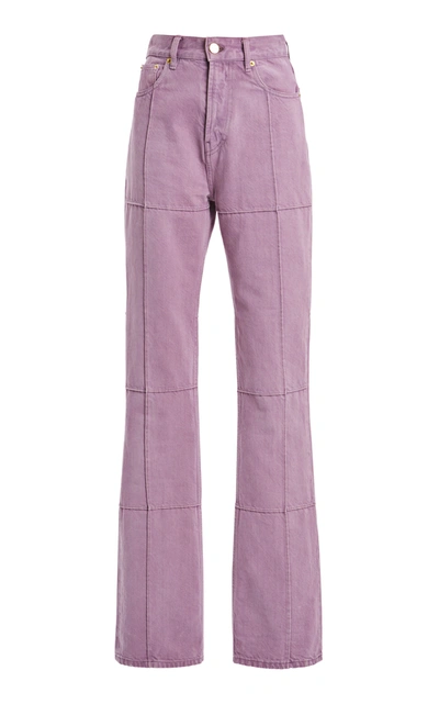 Shop Jacquemus Carro Organic Cotton Straight-leg Jeans In Purple