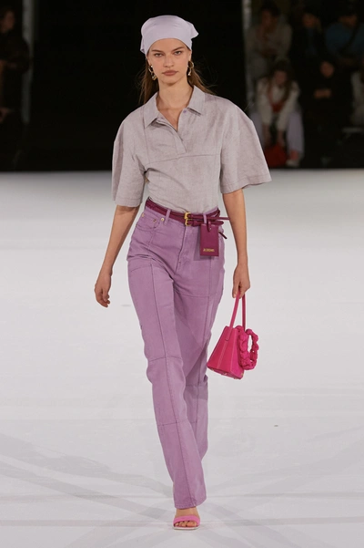 Shop Jacquemus Carro Organic Cotton Straight-leg Jeans In Purple