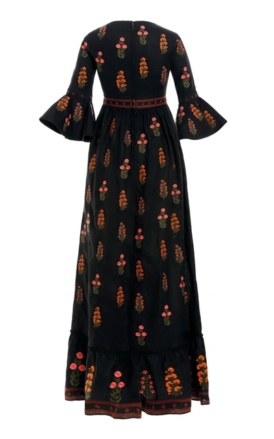 Shop Agua By Agua Bendita Women's Ambar Dahlia Linen Maxi Dress In Black