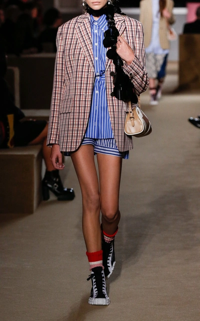 Prada Jacket Single-breasted In Plaid,multi