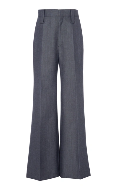 Shop Prada Mohair-blend Wide-leg Pants In Grey