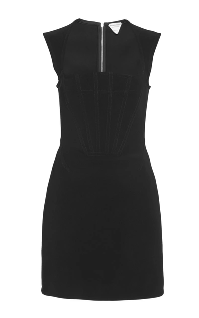 Shop Bottega Veneta Silk-blend Mini Dress In Black