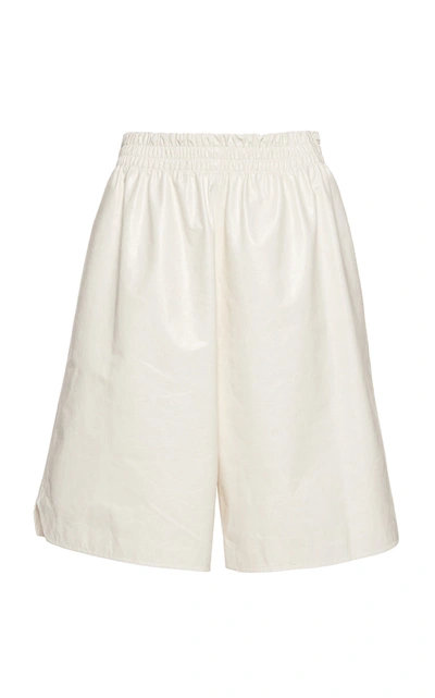 Bottega Veneta Patent Leather Bermuda Shorts In Brown,white
