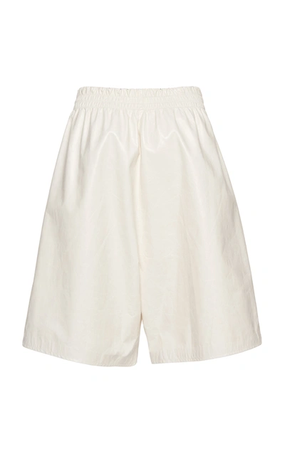 Bottega Veneta Patent Leather Bermuda Shorts In Brown,white