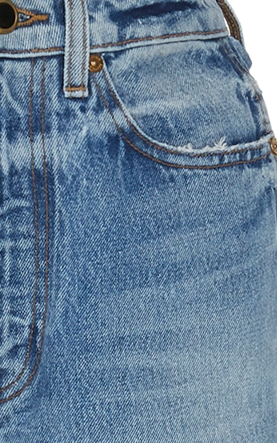 Shop Khaite Women's Danielle Distressed Rigid High-rise Slim-leg Jeans In Blue