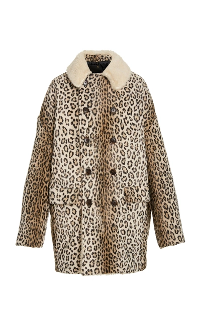 Shop R13 Women's Hunting Oversized Double-breasted Faux-shearling Coat In Animal