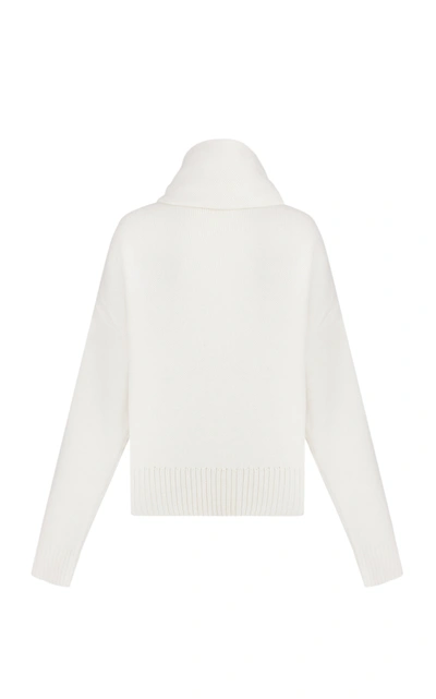 Shop Anna October Women's Celia Oversized Wool-blend Scarf-neck Sweater In White