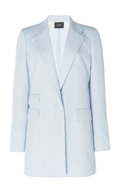 Shop Akris Gereon Linen-blend Blazer In Blue