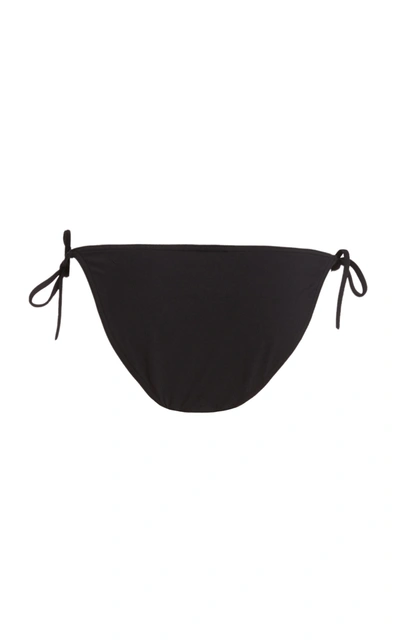 Eres Exquise Black Bikini Bottoms With Beaded Embellishments And Adjustable Tie Closure In Tech Fabric St In Black