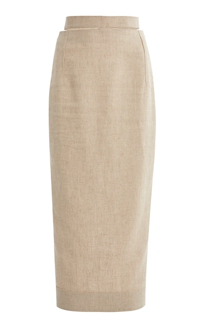 Shop Jacquemus Women's Valerie Cutout Woven Pencil Skirt In Neutral