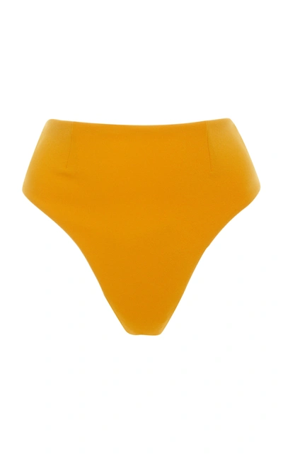 Shop Haight High-cut Crepe Bikini Bottoms In Yellow