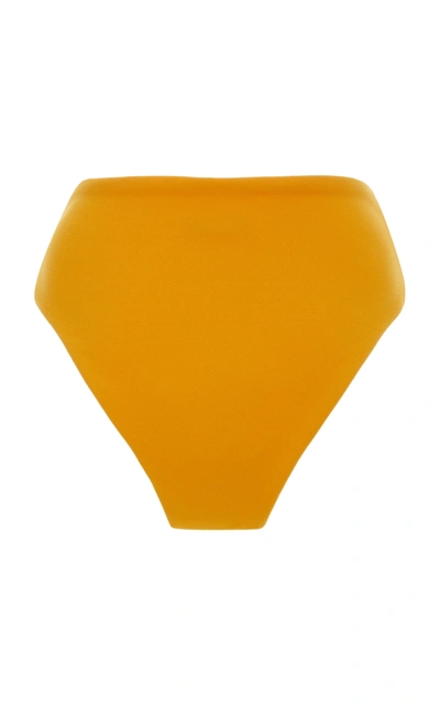 Shop Haight High-cut Crepe Bikini Bottoms In Yellow